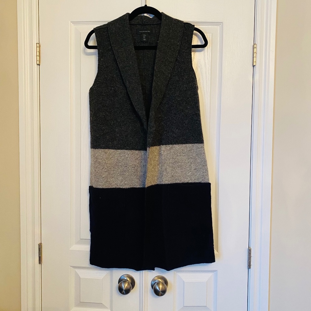 Tahari Colour Block Wool Blend Vest